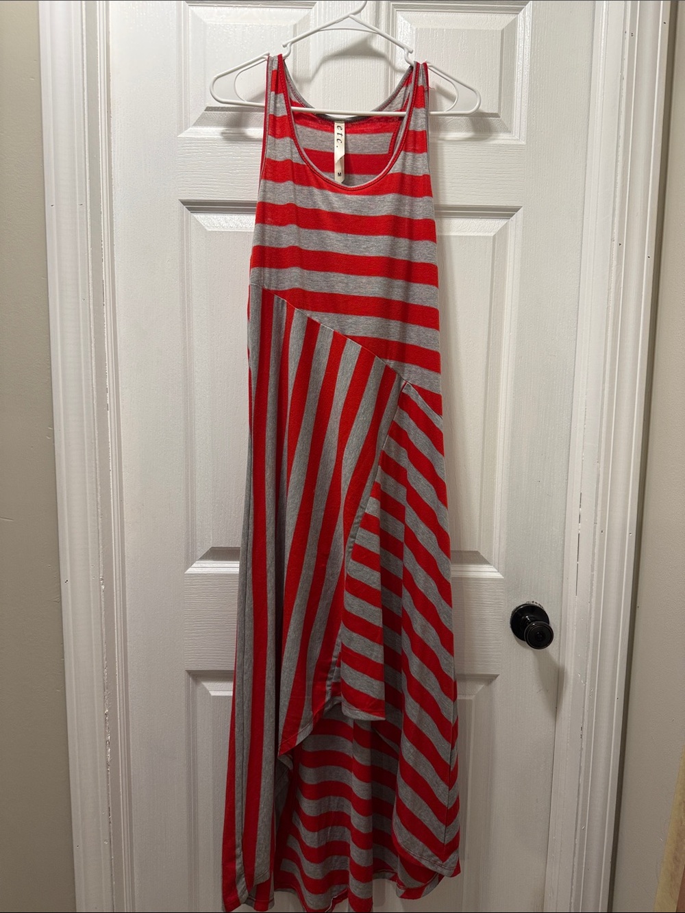 ETC Red and Gray Striped Maxi Dress